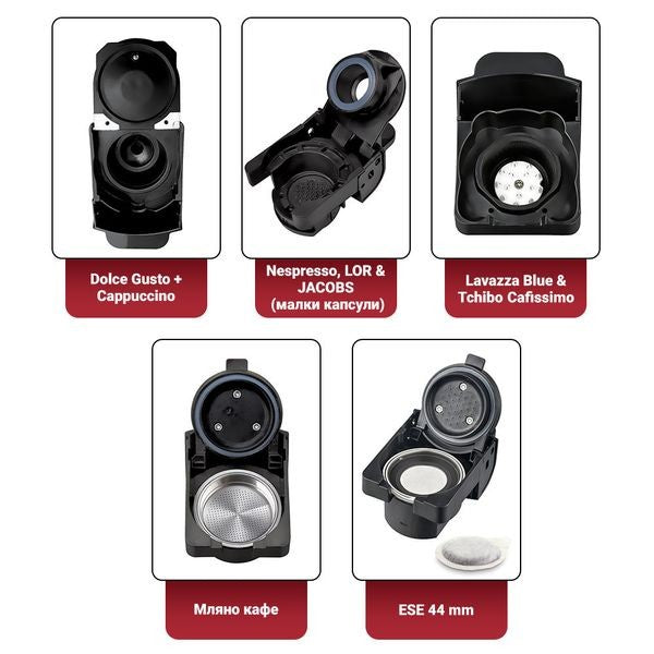 Кафемашина 8 в1 Oliver Voltz OV51171E5, 19бара/1450W, Сиво с черно